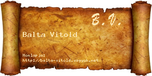 Balta Vitold névjegykártya